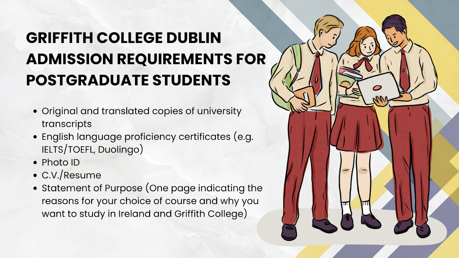 Griffith College Dublin Admission Requirements for PG students